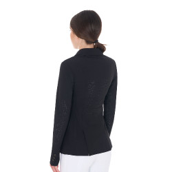 Veste de concours perforée femme 3 boutons Equestro Noir Veste de concours perforée femme 3 boutons Equestro Noir
