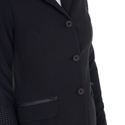 Veste de concours perforée femme 3 boutons Equestro Noir Veste de concours perforée femme 3 boutons Equestro Noir
