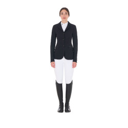 Veste de concours perforée femme 3 boutons Equestro Noir Veste de concours perforée femme 3 boutons Equestro Noir