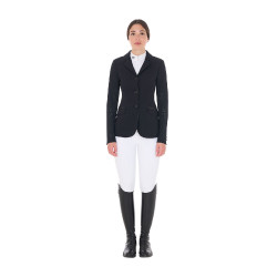 Wedstrijdjas voor dames met perforatie, 3 knopen Equestro Zwart