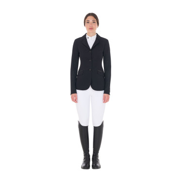 Wedstrijdjas voor dames met perforatie, 3 knopen Equestro Zwart