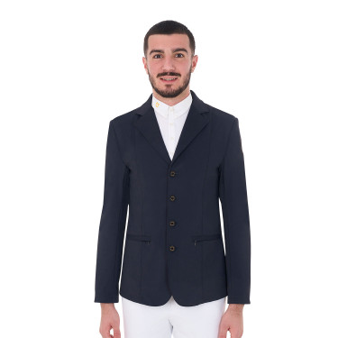 Veste de concours homme avec logo brodé contrasté Equestro Marine blazer Bleu marine