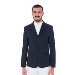Wedstrijdjas voor heren met contrasterend geborduurd logo Equestro Marineblazer Marineblauw