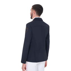 Veste de concours homme avec logo brodé contrasté Equestro Marine blazer Bleu marine