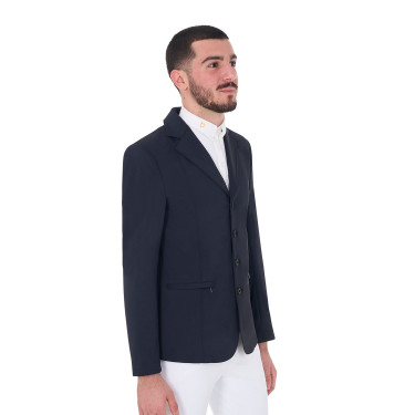 Wedstrijdjas voor heren met contrasterend geborduurd logo Equestro Marineblazer Marineblauw