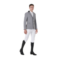 Veste de concours homme 3 boutons Elegance Equestro Gris givre Veste de concours homme 3 boutons Elegance Equestro Gris givre
