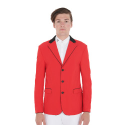 Veste de concours homme 3 boutons Elegance Equestro Rouge / noir Veste de concours homme 3 boutons Elegance Equestro Rouge / noir