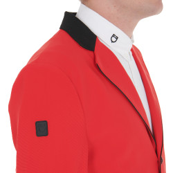 Wedstrijdjas heren 3 knopen Elegance Equestro Rood / zwart Wedstrijdjas heren 3 knopen Elegance Equestro Rood / zwart