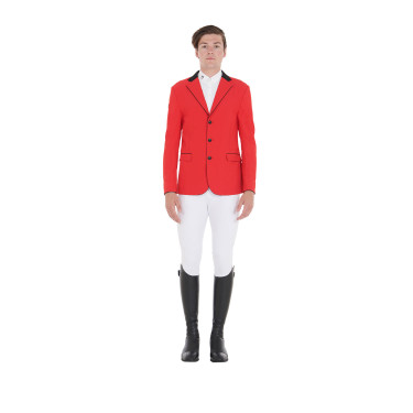 Veste de concours homme 3 boutons Elegance Equestro Rouge / noir Veste de concours homme 3 boutons Elegance Equestro Rouge / noir