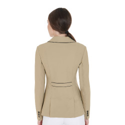 Veste de concours femme en tissu technique stretch Equestro Beige Veste de concours femme en tissu technique stretch Equestro Beige