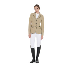 Veste de concours femme en tissu technique stretch Equestro Beige Veste de concours femme en tissu technique stretch Equestro Beige