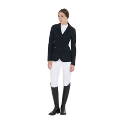 Wedstrijdjas dames in technische stretchstof Equestro Zwart