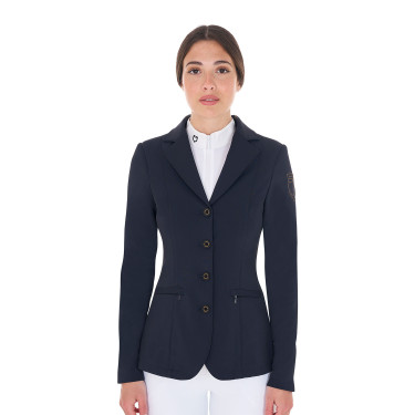 Veste de concours femme avec logo brodé contrasté Equestro Marine blazer Bleu marine