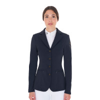 Wedstrijdjas dames met contrasterend geborduurd logo Equestro Zwart Wedstrijdjas dames met contrasterend geborduurd logo Equestro Zwart