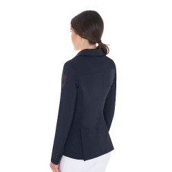 Veste de concours femme avec logo brodé contrasté Equestro Marine blazer Bleu marine Veste de concours femme avec logo brodé contrasté Equestro Marine blazer Bleu marine