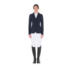 Veste de concours femme avec logo brodé contrasté Equestro Marine blazer Bleu marine Veste de concours femme avec logo brodé contrasté Equestro Marine blazer Bleu marine