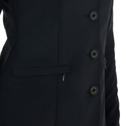 Wedstrijdjas dames met contrasterend geborduurd logo Equestro Zwart