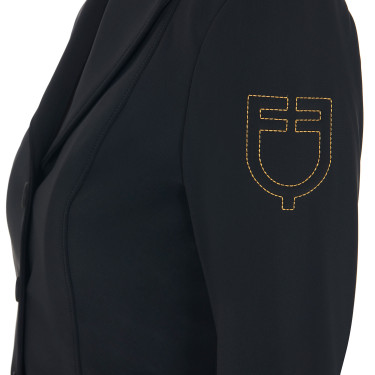Wedstrijdjas dames met contrasterend geborduurd logo Equestro Zwart