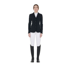 Wedstrijdjas dames met contrasterend geborduurd logo Equestro Zwart