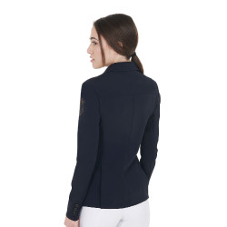 Veste de concours femme avec logo brodé contrasté Equestro Marine Bleu marine