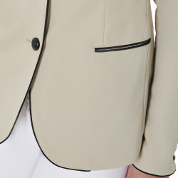 Wedstrijdjas met 3 knopen dames Elegance Equestro Oxfordbruin Roze