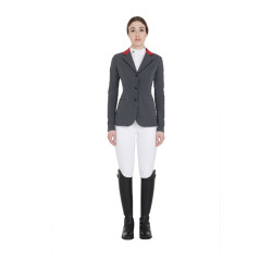 Wedstrijdjas met 3 knopen dames Elegance Equestro Grijs / bordeaux