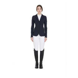 Veste de concours à 3 boutons femme Elegance Equestro Marine Bleu marine