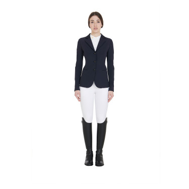 Veste de concours à 3 boutons femme Elegance Equestro Marine Bleu marine