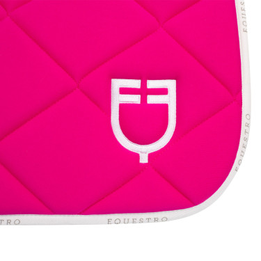 Zadeldekje springen in technische stof met GP Equestro-logo Fuchsia / wit Roze
