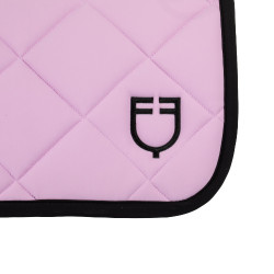 Tapis de selle obstacle en tissu technique avec logo brodé Black Line Edition Equestro Bouquet orchidée Rose