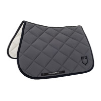 Zadeldoek springen in technische stof met geborduurd logo Black Line Edition Equestro Asfalt Grijs