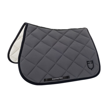 Zadeldoek springen in technische stof met geborduurd logo Black Line Edition Equestro Asfalt Grijs