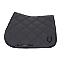 Zadeldoek springen in technische stof met geborduurd logo Black Line Edition Equestro Asfalt Grijs