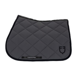 Zadeldoek springen in technische stof met geborduurd logo Black Line Edition Equestro Asfalt Grijs
