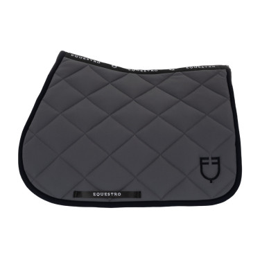 Zadeldoek springen in technische stof met geborduurd logo Black Line Edition Equestro Asfalt Grijs