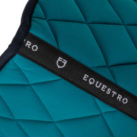 Tapis de selle obstacle en tissu technique avec logo brodé Black Line Edition Equestro Pétrol Bleu