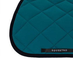 Tapis de selle obstacle en tissu technique avec logo brodé Black Line Edition Equestro Pétrol Bleu