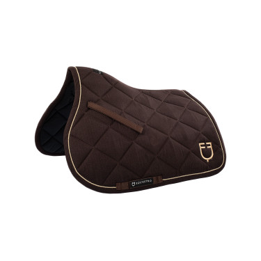 Tapis de selle obstacle en coton avec galons et logo Diamond Equestro Marron