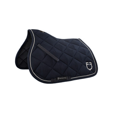 Zadeldek springen in katoen met biesjes en logo Diamond Equestro Marine Marineblauw