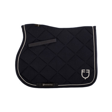 Zadeldek springen in katoen met biesjes en logo Diamond Equestro Marine Marineblauw
