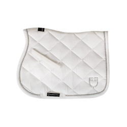 Tapis de selle obstacle en coton avec galons et logo Diamond Equestro Blanc