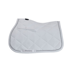 Tapis de selle obstacle en coton avec galons Diamond Equestro Blanc