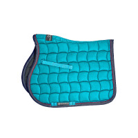 Springzadeldoek met contrasterende biezen Red Trim Equestro Turkoois / rood / marineblauw