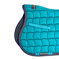 Springzadeldoek met contrasterende biezen Red Trim Equestro Turkoois / rood / marineblauw