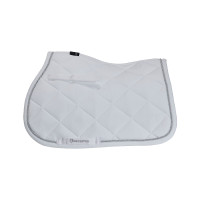 Tapis de selle de saut poney Diamond en coton avec galons Equestro Blanc Tapis de selle de saut poney Diamond en coton avec galons Equestro Blanc
