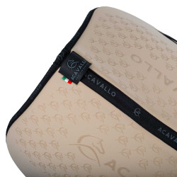 Sprongmat in lycra met gelgrip en onderzijde van bamboevezel Acavallo Zand / zwart Geel