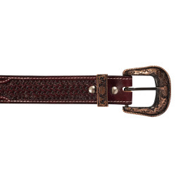 Ceinture Western Gravée avec Boucle en Cuivre et Zinc Pool's Marron foncé Ceinture Western Gravée avec Boucle en Cuivre et Zinc Pool's Marron foncé