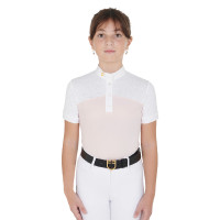 Polo Fille concours à Manches Courtes et Boutons avec Mesh Equestro Rose Polo Fille concours à Manches Courtes et Boutons avec Mesh Equestro Rose