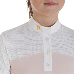 Meisjeswedstrijdpolo met Korte Mouwen en Knopen met Mesh Equestro Roze Meisjeswedstrijdpolo met Korte Mouwen en Knopen met Mesh Equestro Roze