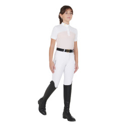 Meisjeswedstrijdpolo met Korte Mouwen en Knopen met Mesh Equestro Roze Meisjeswedstrijdpolo met Korte Mouwen en Knopen met Mesh Equestro Roze